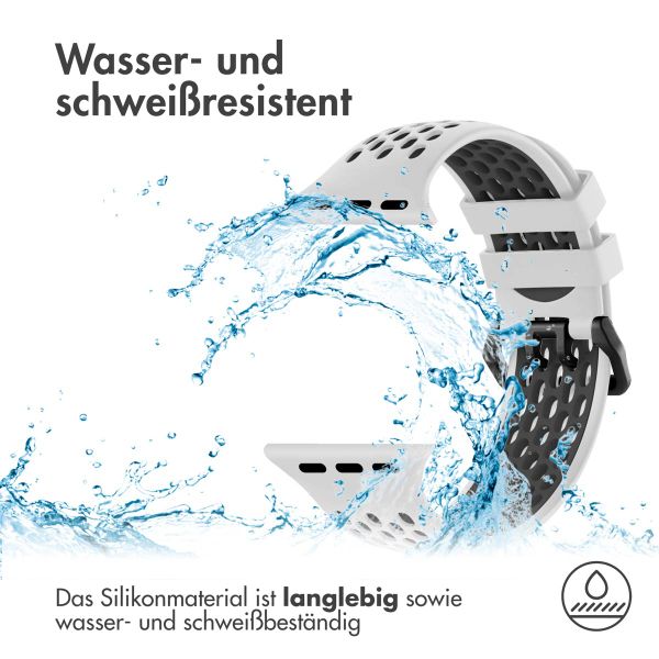 imoshion Silikonsportarmband Buckle für das Apple Watch Series 1-9 / SE - 38/40/41 mm / Series 10 - 42 mm - Weiß / Schwarz