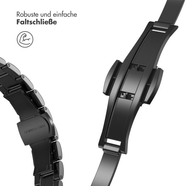 Selencia Slim Stahlgliederarmband für die Apple Watch Series 1 bis 9 / SE (38/40/41 mm) | Series 10 (42 mm) - Schwarz