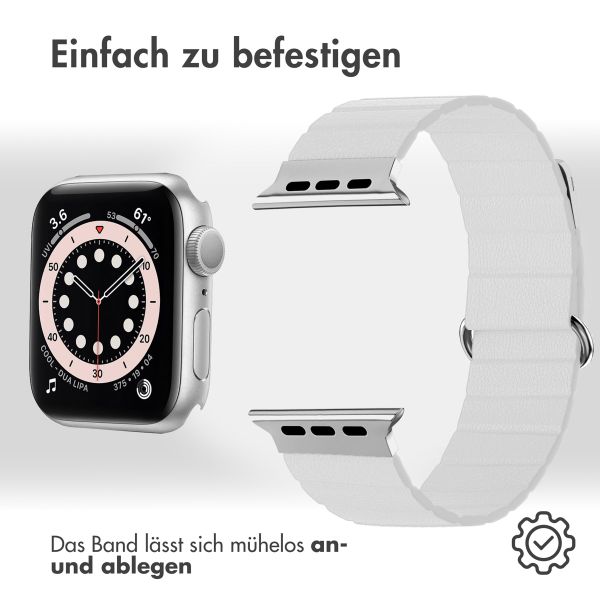 imoshion Magnetlederarmband für Apple Watch Series 1 t/m 9 / SE (38/40/41 mm) | Series 10 / 11 (42 mm) - Weiß