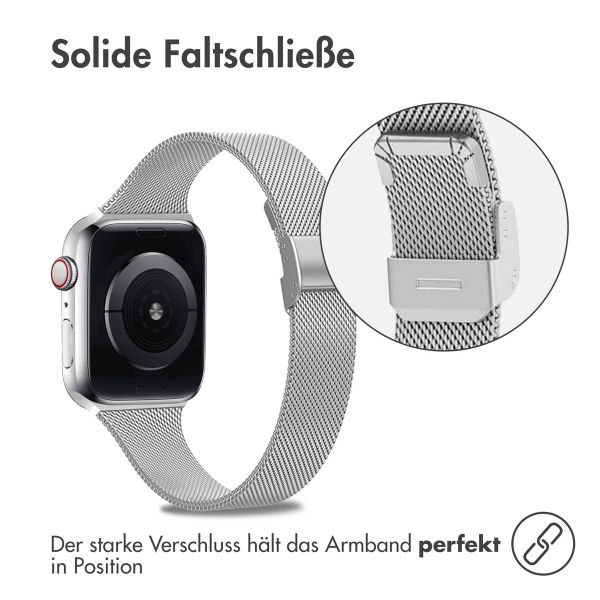 imoshion Milanaise Faltarmband für Apple Watch Series 1 t/m 9 / SE (38/40/41 mm) | Series 10 / 11 (42 mm) - Silber