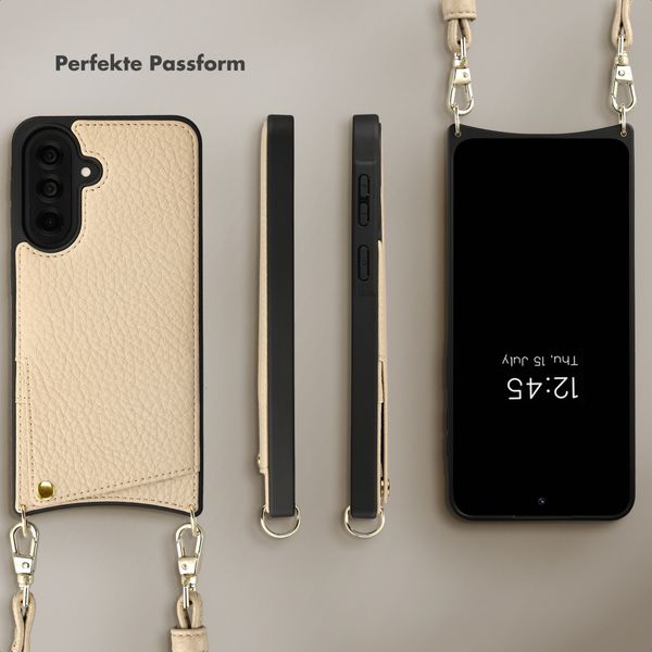 Selencia Nova HandyHülle mit Kordel und Kartenhalter Samsung Galaxy A37 (5G) - Beige