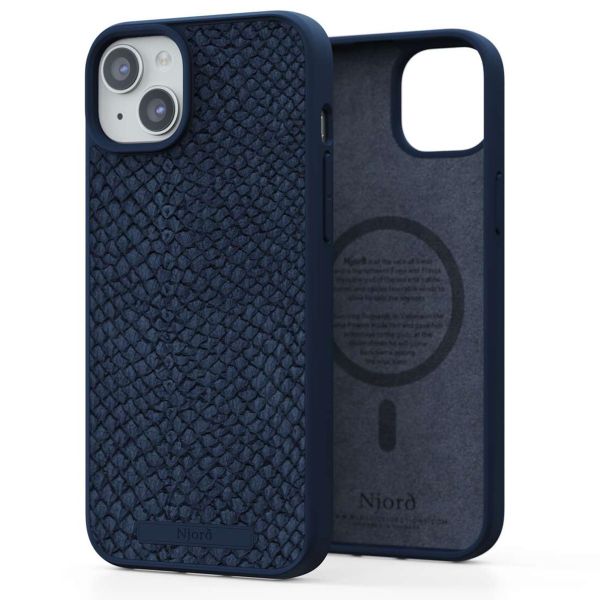 Njorð Collections Salmon Leather MagSafe Case für das iPhone 15 Plus - Blue