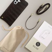 Selencia Nova Croco HandyHülle mit Kordel und Kartenhalter Samsung Galaxy A56 - Choco Brown