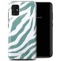 Selencia Vivid Tough Back Cover für das Samsung Galaxy A51 - Colorful Zebra Pine Blue