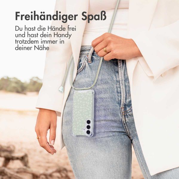 imoshion Design Hülle mit Band Samsung Galaxy S25 - Smoke Green Flowers