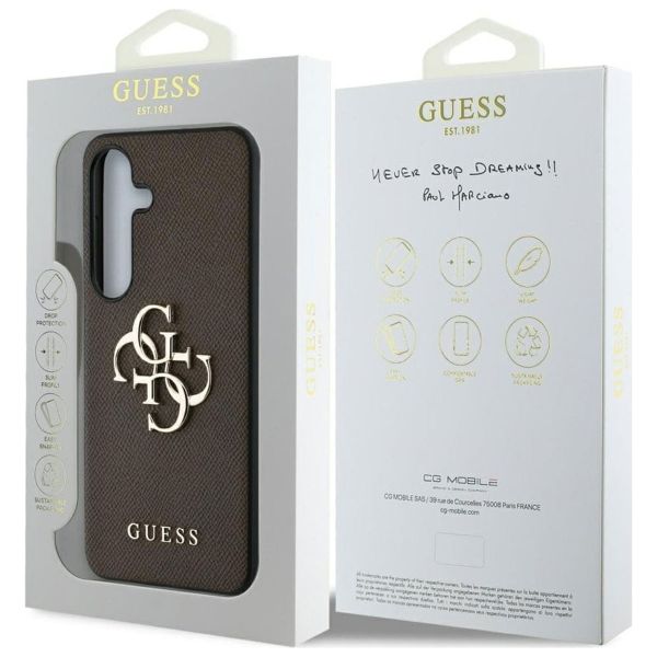 Guess 4G Metal Logo Saffiano Backcover Samsung Galaxy S25 Plus - Braun