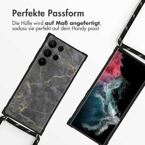 imoshion Design Hülle mit Band für das Samsung Galaxy S23 Ultra - Black Marble