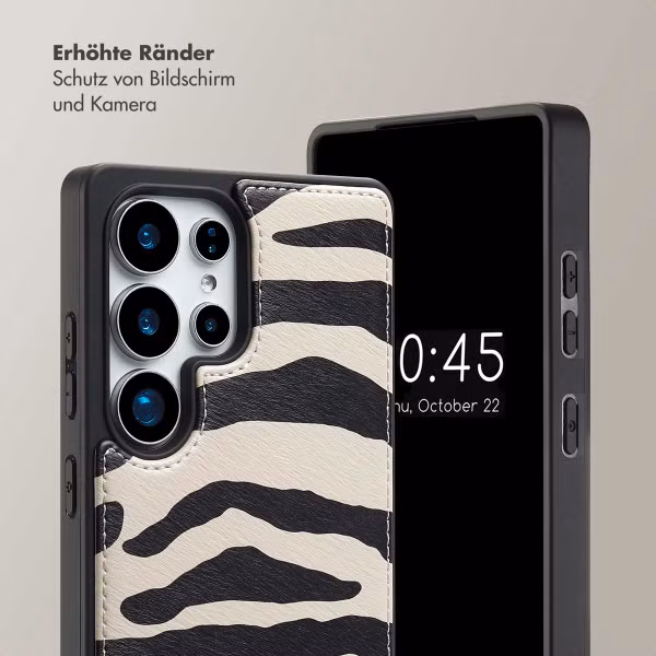 Selencia Nova HandyHülle mit Kordel und Kartenhalter Samsung Galaxy S25 Ultra - Zazzy Zebra