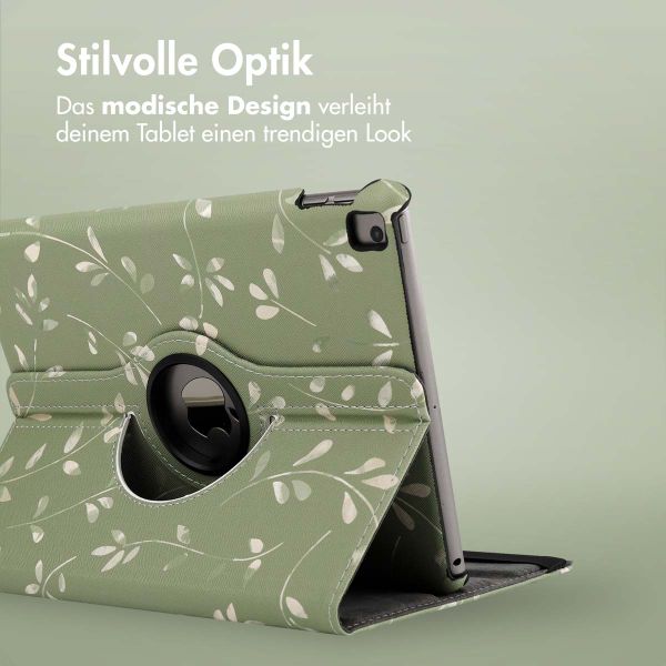 imoshion 360° drehbare Design Klapphülle Apple iPad 9 (2021) 10.2 Zoll / iPad 8 (2020) 10.2 Zoll / iPad 7 (2019) 10.2 Zoll - Green Flowers
