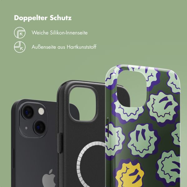 Selencia Vivid Rückabdeckung mit MagSafe Apple iPhone 13 - Wavy Smiley Green