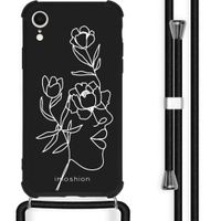 imoshion Design Hülle mit Band für das iPhone Xr - Woman Flower Black