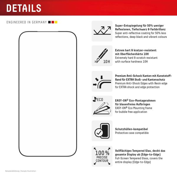 Displex Premium Glass Full Cover Anti-Reflex Displayschutzfolien Apple iPhone 17 Pro Max