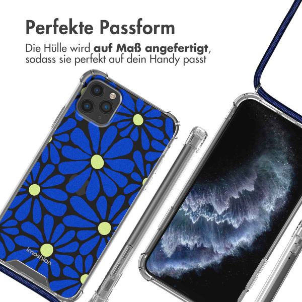 imoshion Design Hülle mit Band für das iPhone 11 Pro Max - Cobalt Blue Flowers Connect