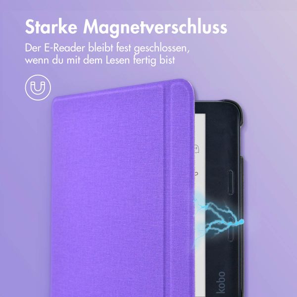 imoshion Canvas Sleepcover Klapphülle mit Stand Kobo Libra Colour - Violett