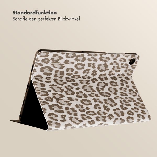 Selencia Sabi Klapphülle mit Leopardenmuster Samsung Galaxy Tab A11 Plus - Soft Ivory