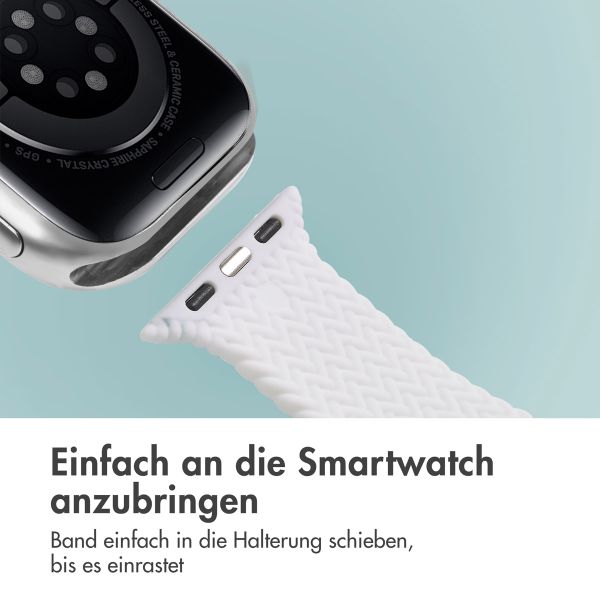 imoshion Geflochtenes Silikonarmband für das  Apple Watch Series 1 t/m 9 / SE (38/40/41 mm) | Series 10 / 11 (42 mm) - Weiß