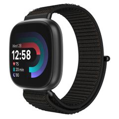 imoshion Nylonband mit Klettverschluss für die Fitbit Versa 4/ 3 / Sense (2) - Schwarz