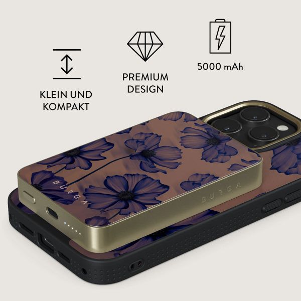 Burga Magnetische Powerbank 5.000 mAh - Geeignet für MagSafe und Qi2 - Velvet Night / Gold