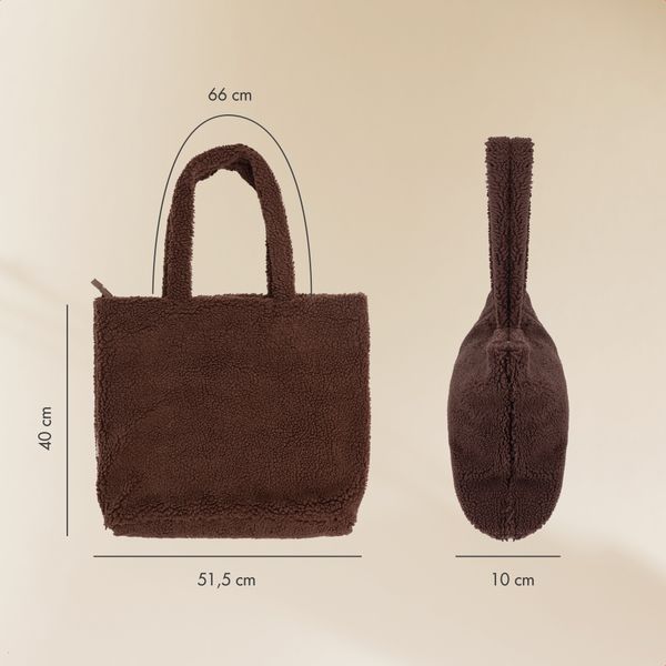 Selencia Zaya Tote Bag - Teddy Laptoptasche 16 Zoll - Choco Brown