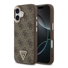 Guess Classic Triangle Logo Leather Back Cover mit MagSafe Apple iPhone 17 - Braun
