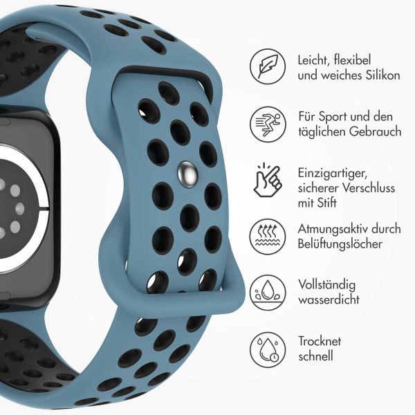 imoshion Sportarmband⁺ für die Apple Watch Series 1 bis 9 / SE (38/40/41 mm) | Series 10 (42 mm) - Größe M/L - Celestial Teal & Black