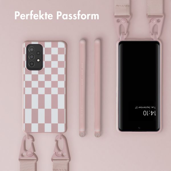 Selencia SilikonHülle design mit abnehmbarem Band Samsung Galaxy A53 - Irregular Check Sand Pink