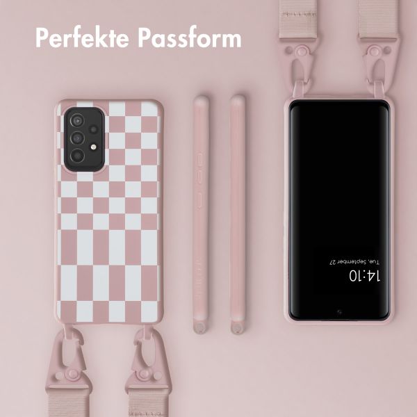 Selencia Silikonhülle design mit abnehmbarem Band für das Samsung Galaxy A53 - Irregular Check Sand Pink