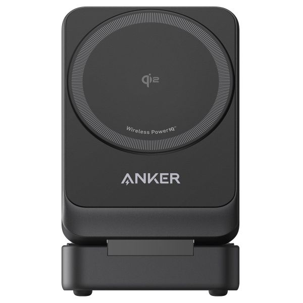 Anker MagGo | 3-in-1 Faltbare kabellose Ladestation - 15 Watt - Kompatibel mit MagSafe und Qi2 - Schwarz