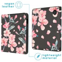 imoshion Design Slim Hard Case Sleepcover mit Stand Kobo Libra H2O - Blossom Watercolor Black