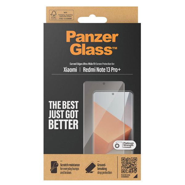 PanzerGlass Ultra-Wide Fit Antibakterieller Displayschutz für das Xiaomi Redmi Note 13 Pro Plus (5G)