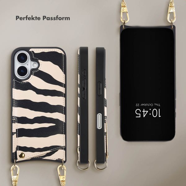Selencia Nova HandyHülle mit Kordel und Kartenhalter Apple iPhone 17 - Zazzy Zebra