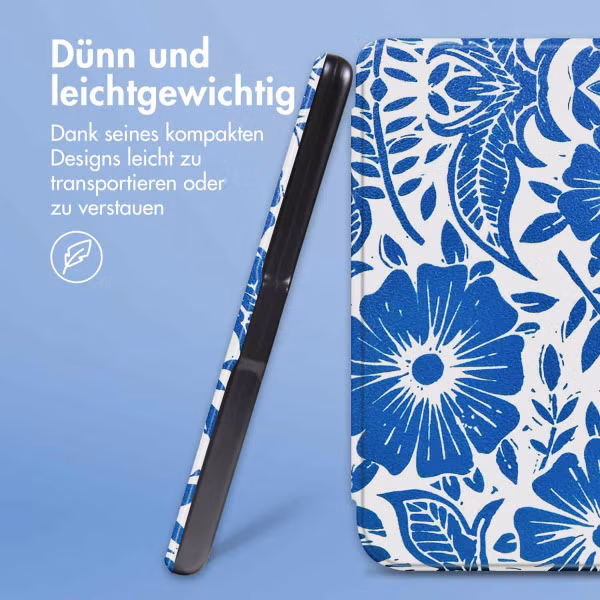 imoshion Design Slim Hard Case Sleepcover mit Stand für das Kobo Libra Colour / Tolino Vision Color - Flower Tile