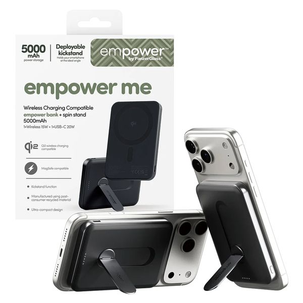 Empower by PanzerGlass Empower Bank Powerbank 5.000 mAh - MagSafe und Qi2 - Schwarz