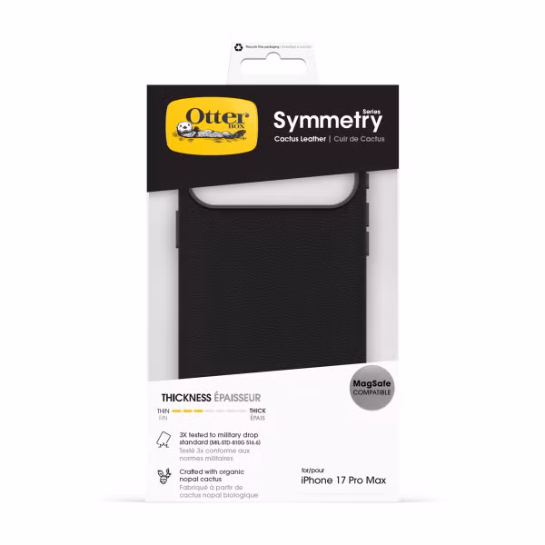 OtterBox Symmetry Cactus Leder Back Cover MagSafe Apple iPhone 17 Pro Max - Noir Ash
