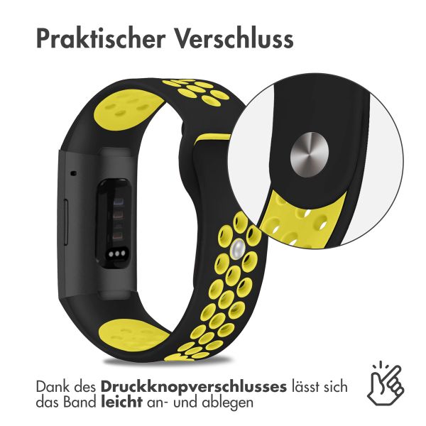 imoshion Silikonband Sport für das Fitbit Charge 3  /  4 - Schwarz / Gelb