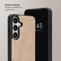 Selencia Nova Croco HandyHülle mit Kordel und Kartenhalter Samsung Galaxy S25 FE - Beige