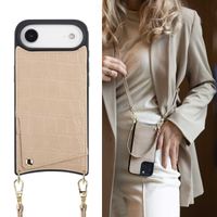 Selencia Nova Croco HandyHülle mit Kordel und Kartenhalter Apple iPhone Air - Beige
