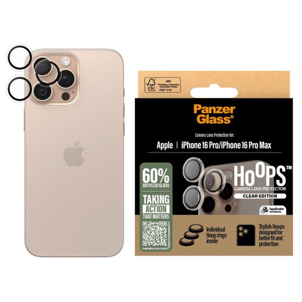 PanzerGlass Kameraprotektor Hoop Optic Rings für das Apple iPhone 16 Pro / 16 Pro Max