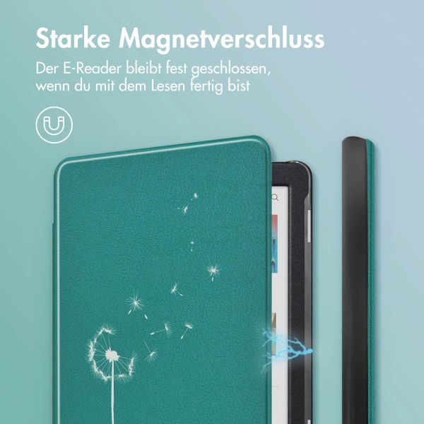 imoshion Design Slim Hard Case Sleepcover für das Kobo Clara Colour / Kobo Clara BW - Green Dandelion