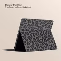 Selencia Sabi Klapphülle mit Leopardenmuster Samsung Galaxy Tab A9 Plus - Midnight Black