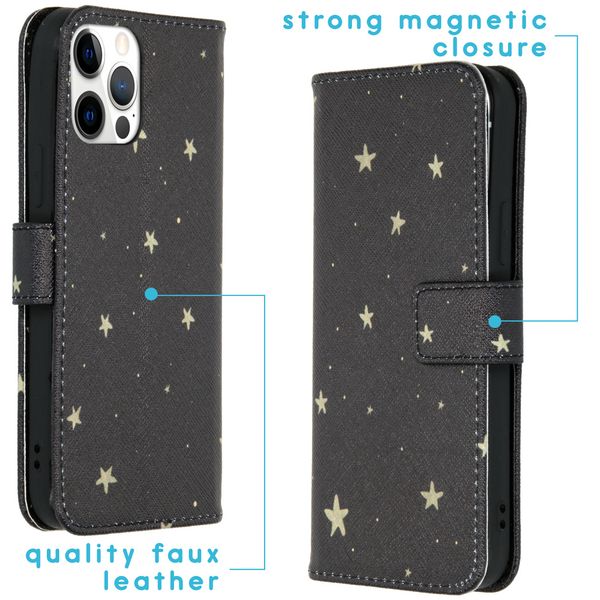 imoshion Design TPU Klapphülle iPhone 12 (Pro) - Stars Gold