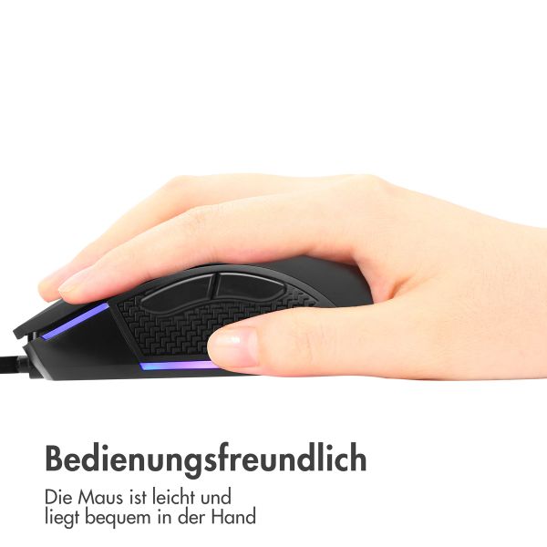 imoshion Gaming-Maus mit RGB-Beleuchtung - Kabelgebundene Gaming-Maus mit USB-A-Anschluss - Schwarz