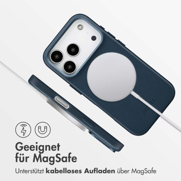 Accezz MagSafe Leather Backcover Apple iPhone 17 Pro - Nightfall Blue