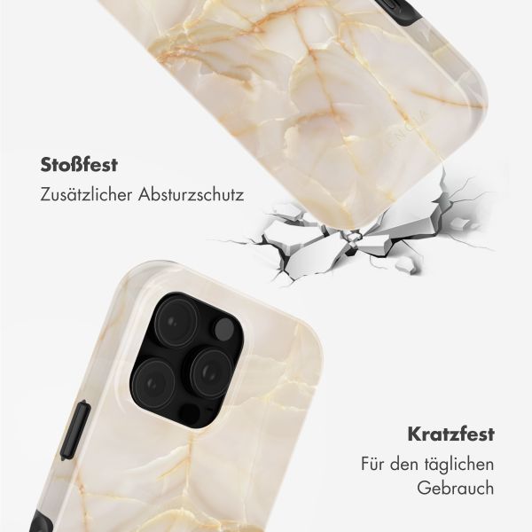 Selencia Vivid Tough Back Cover mit MagSafe für das iPhone 16 Pro - Golden Beige Marble