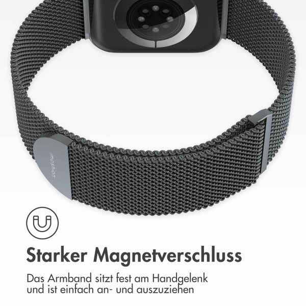 imoshion Mailändische Magnetarmband für die Apple Watch Series 1 bis 10 / SE / Ultra (2) (44/45/46/49 mm) - Größe M - Space Gray