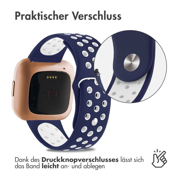 imoshion Silikonband Sport für das Fitbit Versa 2 / Versa Lite - Blau / Weiß