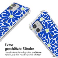 imoshion Design Hülle mit Band für das iPhone 12 Mini - Cobalt Blue Flowers Connect