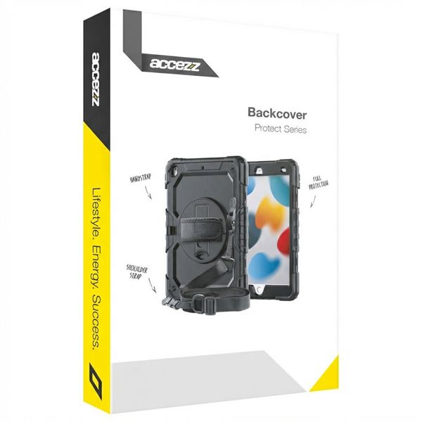 Accezz Robustes Back Cover mit Schultergurt Apple iPad 11 (2025) 11 Zoll A16 / iPad 10 (2022) 10.9 Zoll - Schwarz