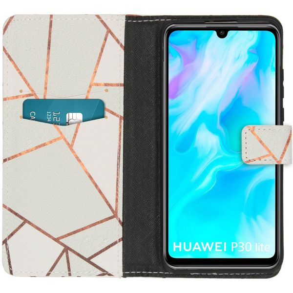 imoshion Design TPU Klapphülle Huawei P30 Lite - White Graphic