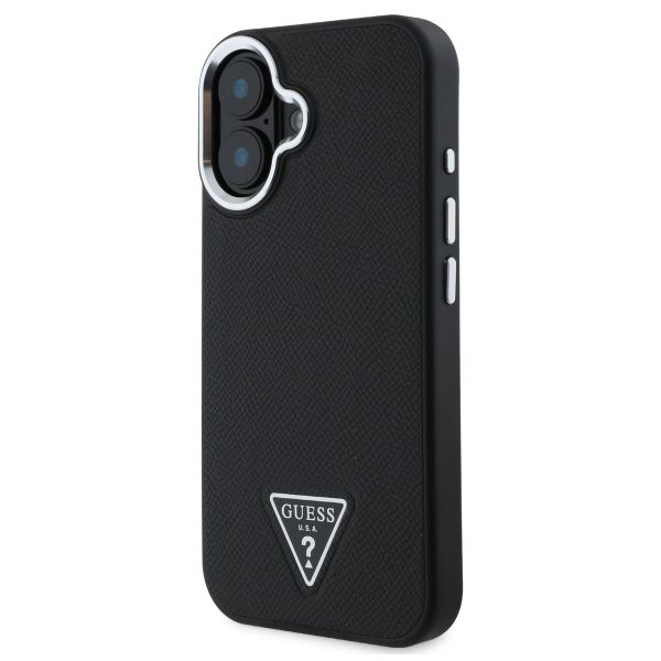 Guess Grained Triangle Case MagSafe für das iPhone 16 - Black